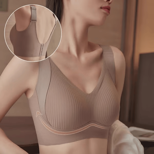 Soutien-gorge push-up côtelé pour femmes, réglable, sans fil