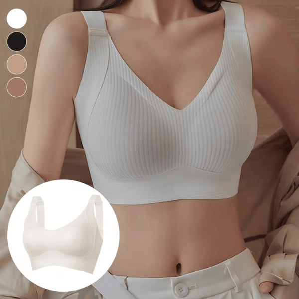 Soutien-gorge push-up côtelé pour femmes, réglable, sans fil