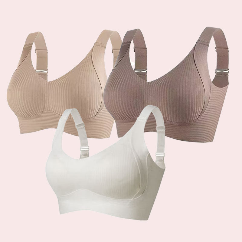 Soutien-gorge push-up côtelé pour femmes, réglable, sans fil