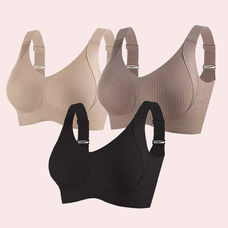 Soutien-gorge push-up côtelé pour femmes, réglable, sans fil