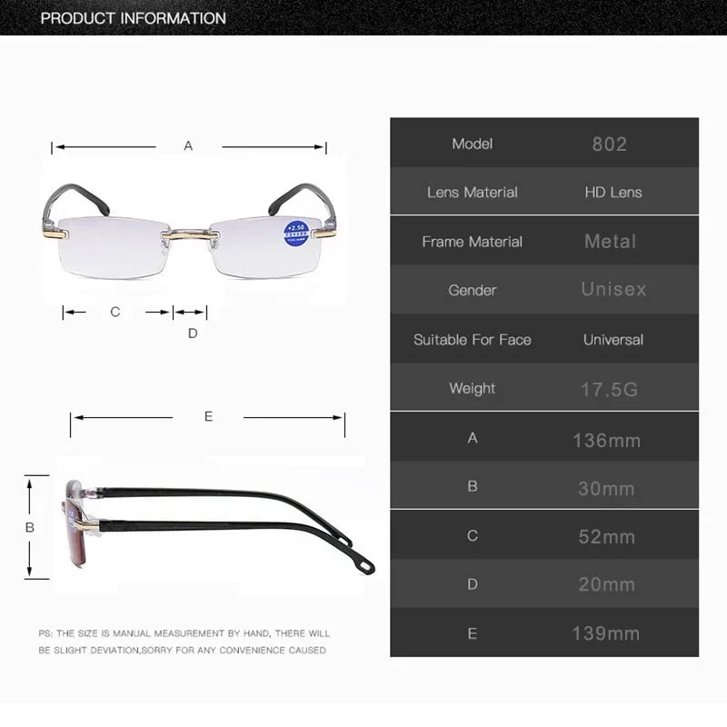 Nouvelles lunettes de lecture à haute dureté et verre saphir anti-lumière bleue pour un double usage