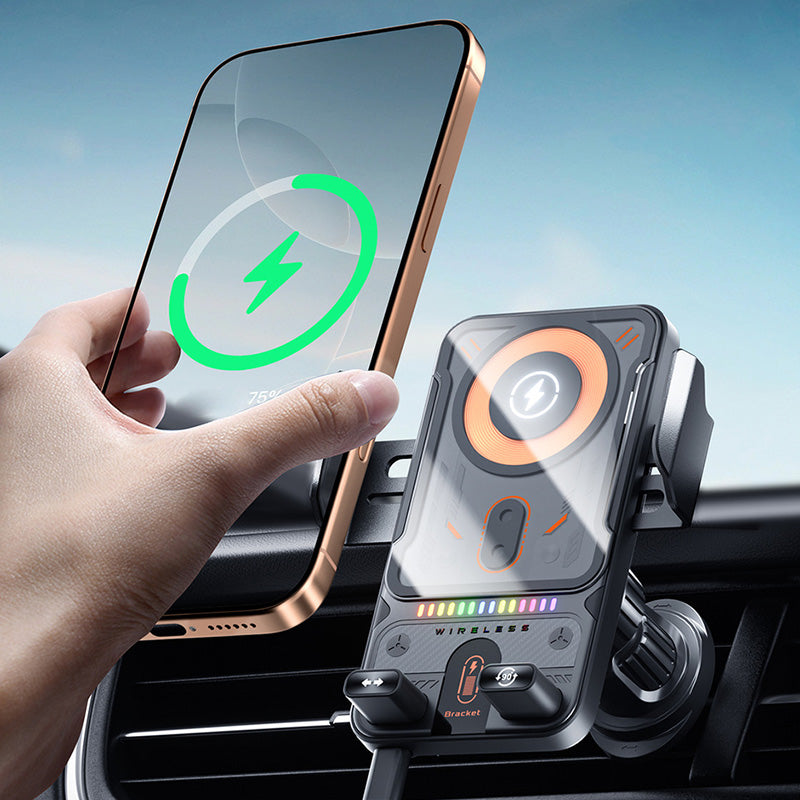 ✨🙌Support de téléphone de voiture intelligent 2 en 1 avec fonction pivotante et chargeur sans fil