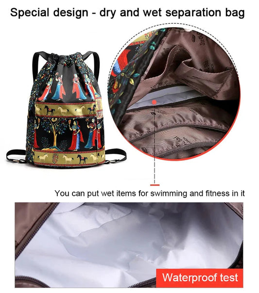 🔥Dernier jour - 50% DE RÉDUCTION ! Sac à dos de voyage sportif pliable avec cordon de serrage, grande capacité et séparation humide-sèche.